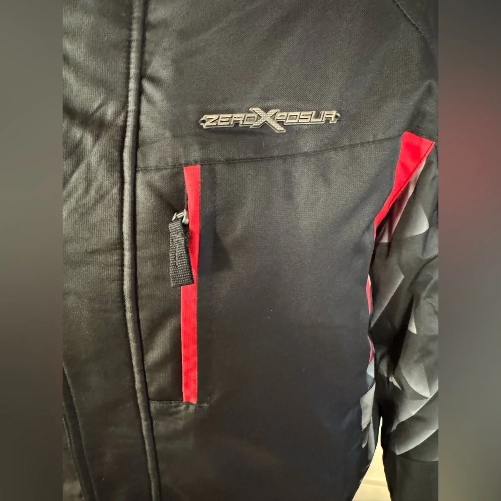 ZeroXposur  Puffy Black Jacket with Red and Gray Accents